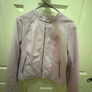 New York & Company Pink Blush Faux Leather Moto Jacket